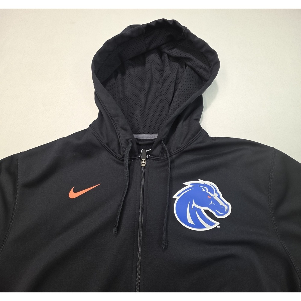 Nike Boise State Broncos Full Zip Hoodie Jacket Mens XL ThermaFit Black Blue